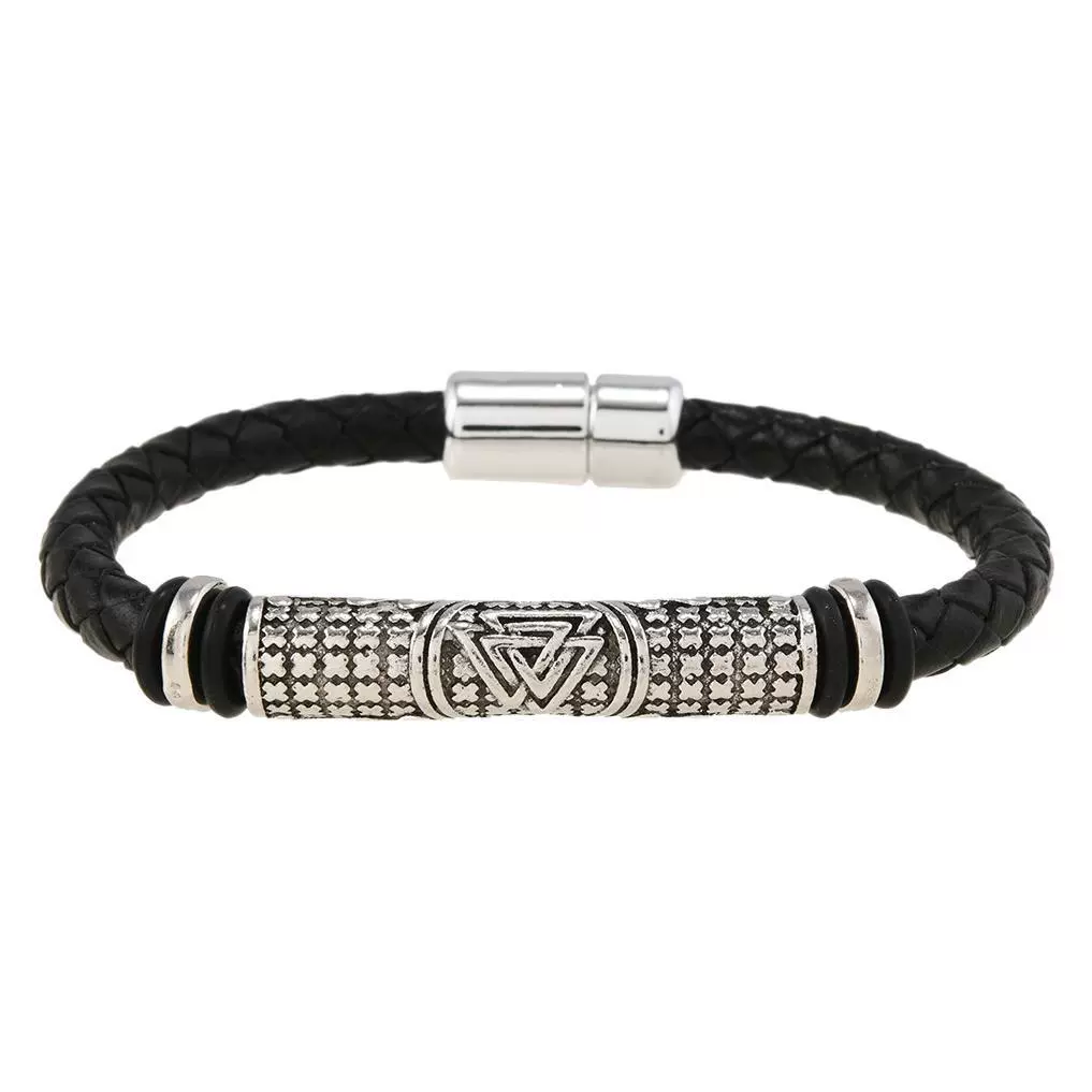 Alloy Dumbbell Geometric Leather Woven Polishing Unisex Men's Bracelet Jewelry Fashion - Image 5