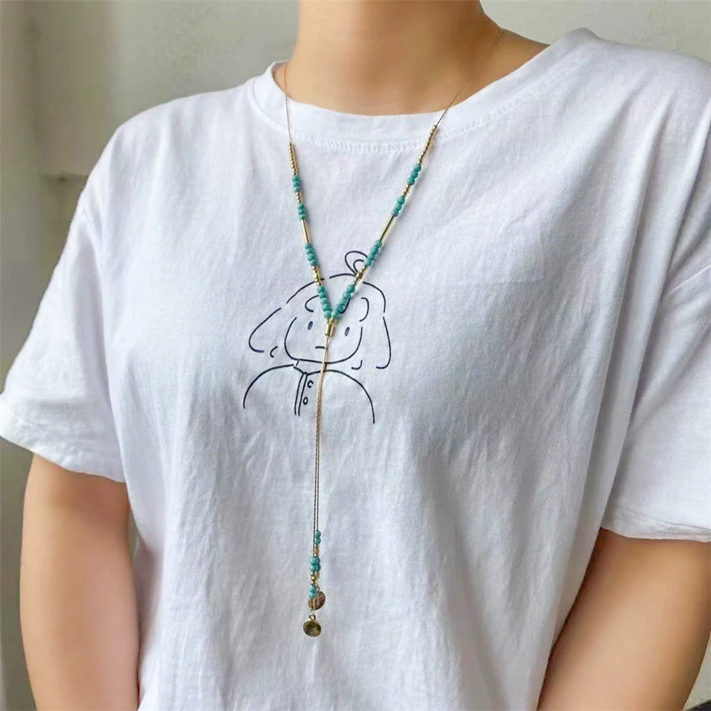 Alloy Fake Turquoise Handmade Geometric Multilayered Women's Necklace With Snake Bone Chain And Electroplating - Image 2