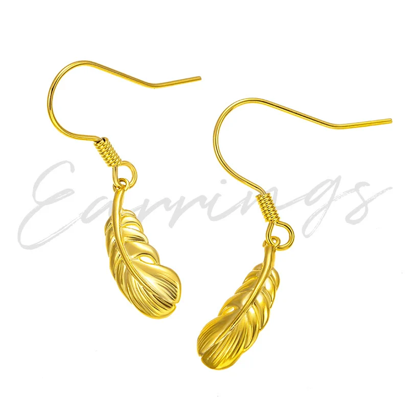Alloy Feather Fashion Tassel Ear Hook Earrings With Electroplating For Women - Image 2