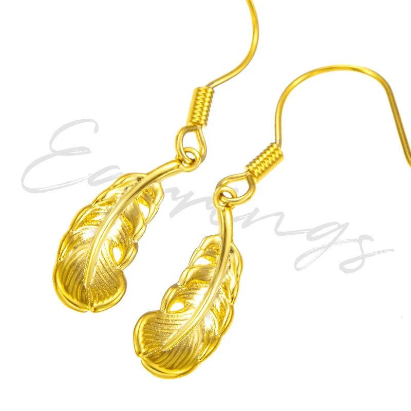 Alloy Feather Fashion Tassel Ear Hook Earrings With Electroplating For Women - Image 4