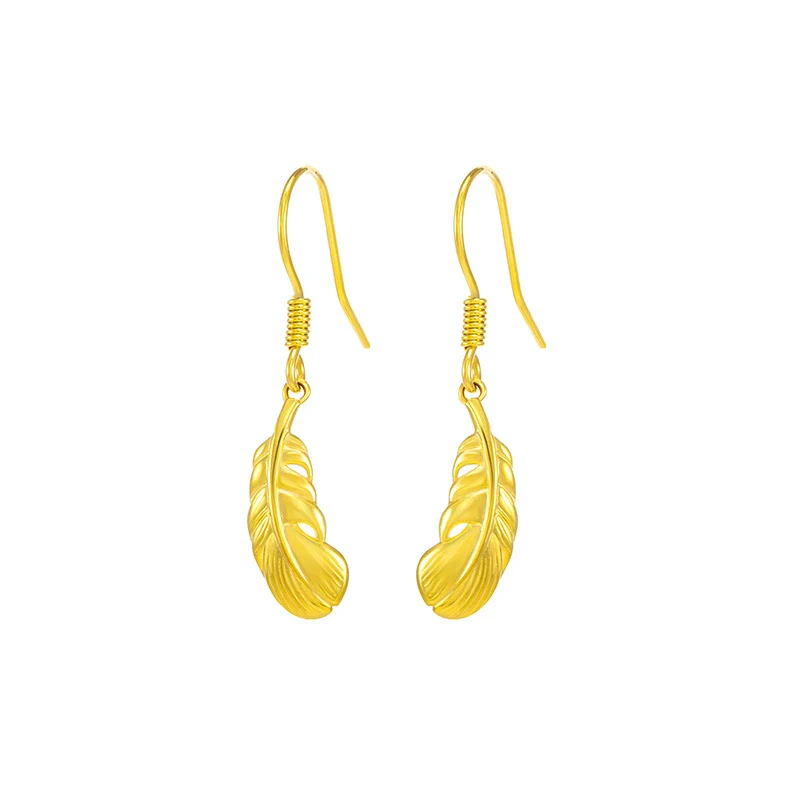 Alloy Feather Fashion Tassel Ear Hook Earrings With Electroplating For Women - Image 6