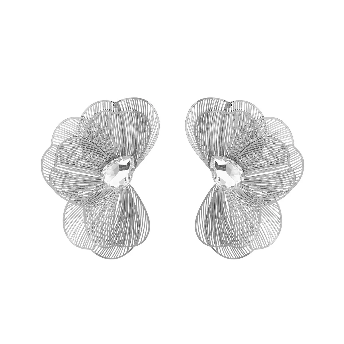 Alloy Flower Petals Diamondencrusted Earrings For Women - Image 6