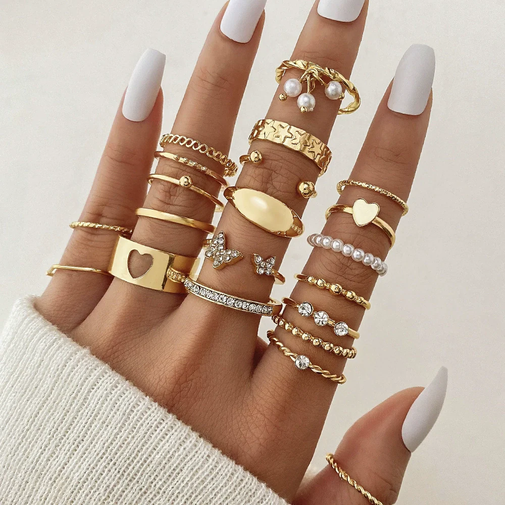 Alloy Geometric Black Butterfly Diamond Pearl Ring Dripping Oil Highend Unisex - Image 20
