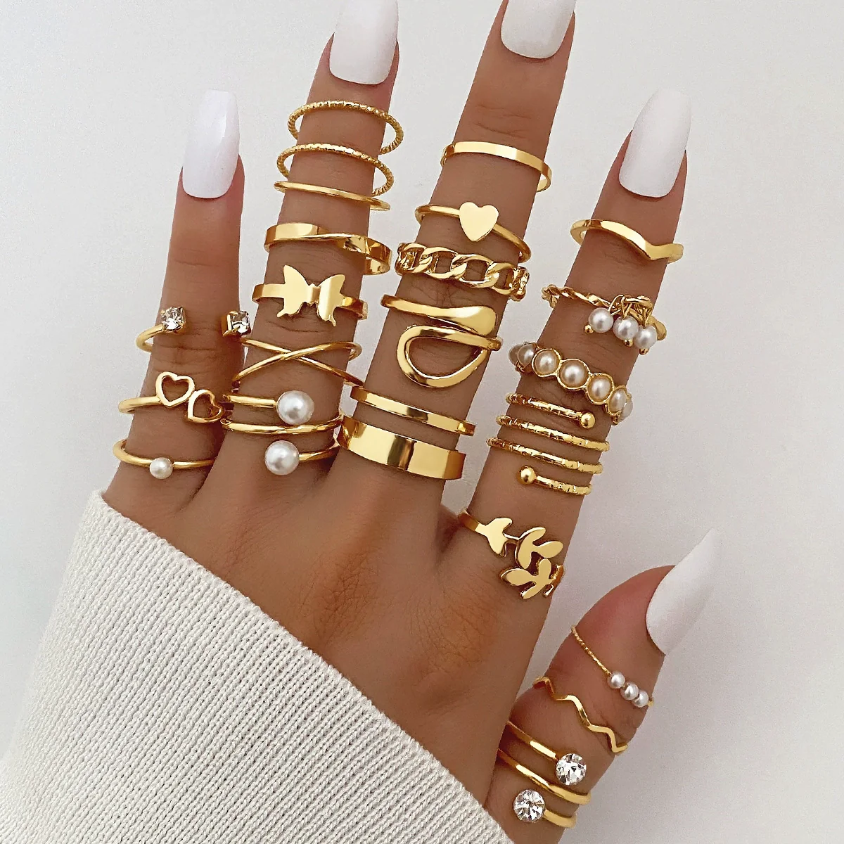 Alloy Geometric Black Butterfly Diamond Pearl Ring Dripping Oil Highend Unisex - Image 40