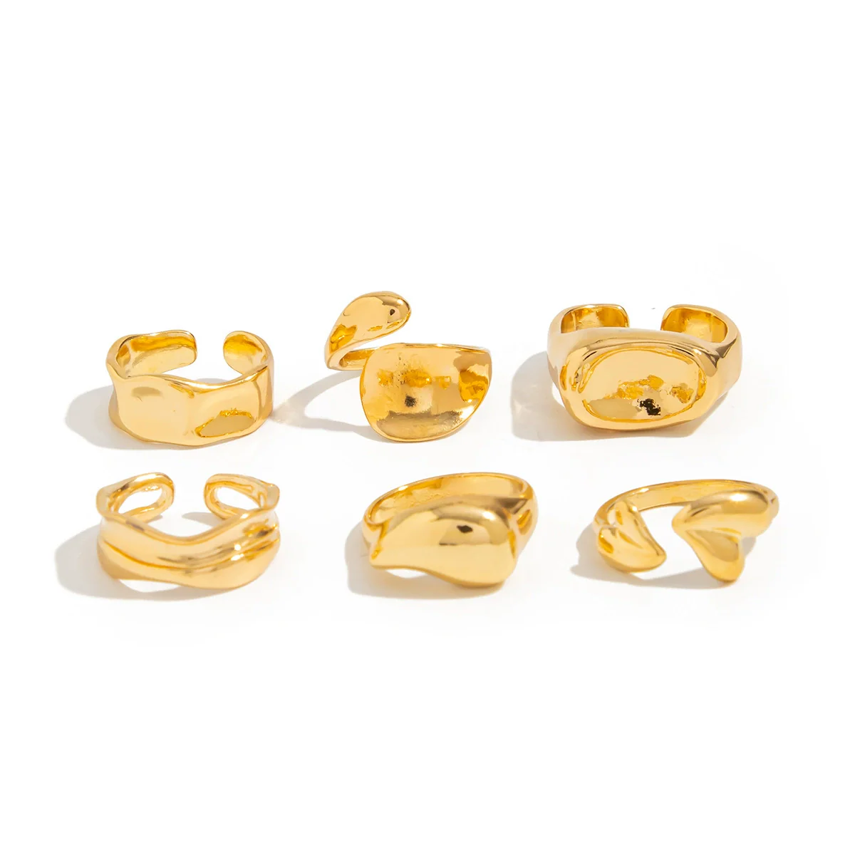 Alloy Geometric Bow Pattern Electroplated Ring Set For Women - Image 4