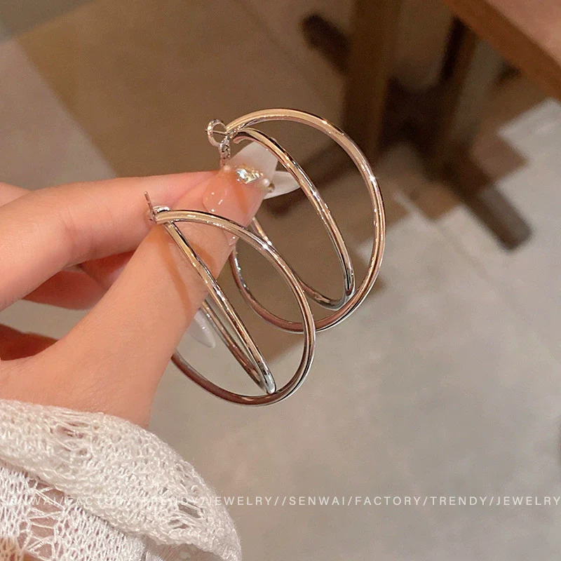 Alloy Geometric Cross Circle Electroplated Women's Earrings - Image 6