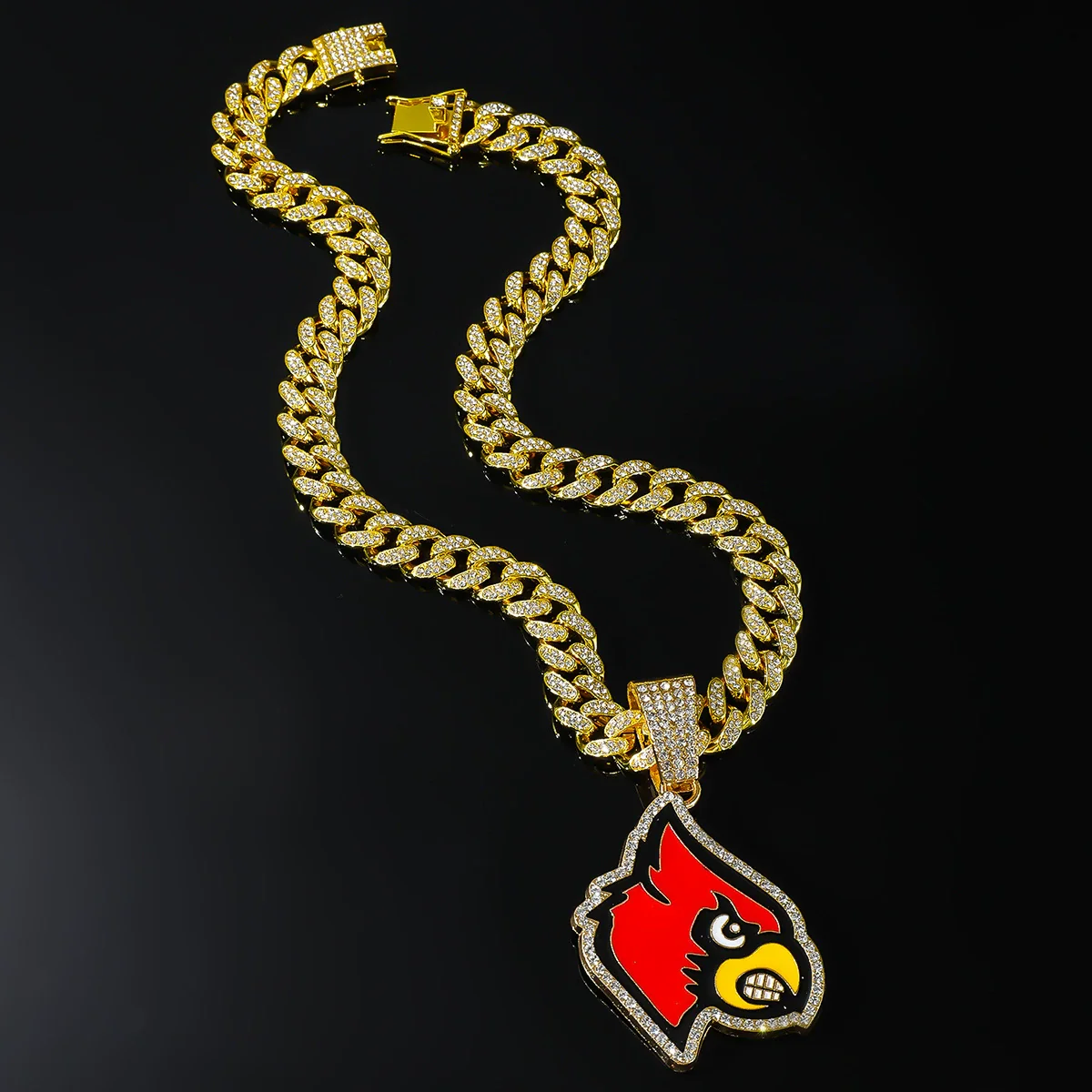 Alloy Geometric Diamond Men's Cuban Chain Hip Hop Exaggerated Animal Pendant Necklace - Image 5