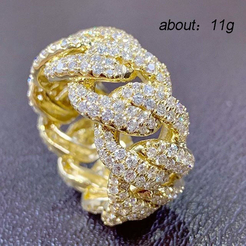 Alloy Geometric Diamond Men's Ring Hiphop Winding Chain Accessory