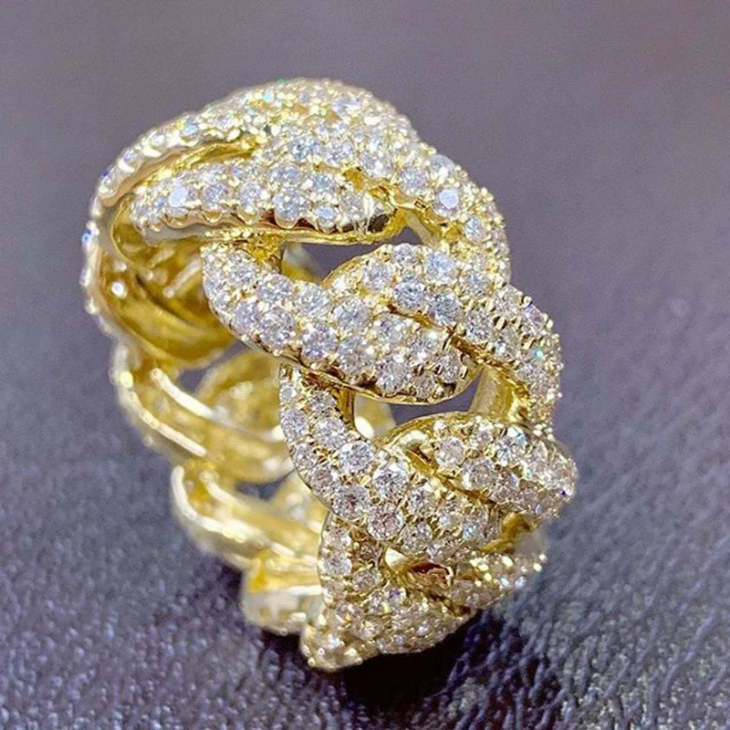 Alloy Geometric Diamond Men's Ring Hiphop Winding Chain Accessory - Image 6