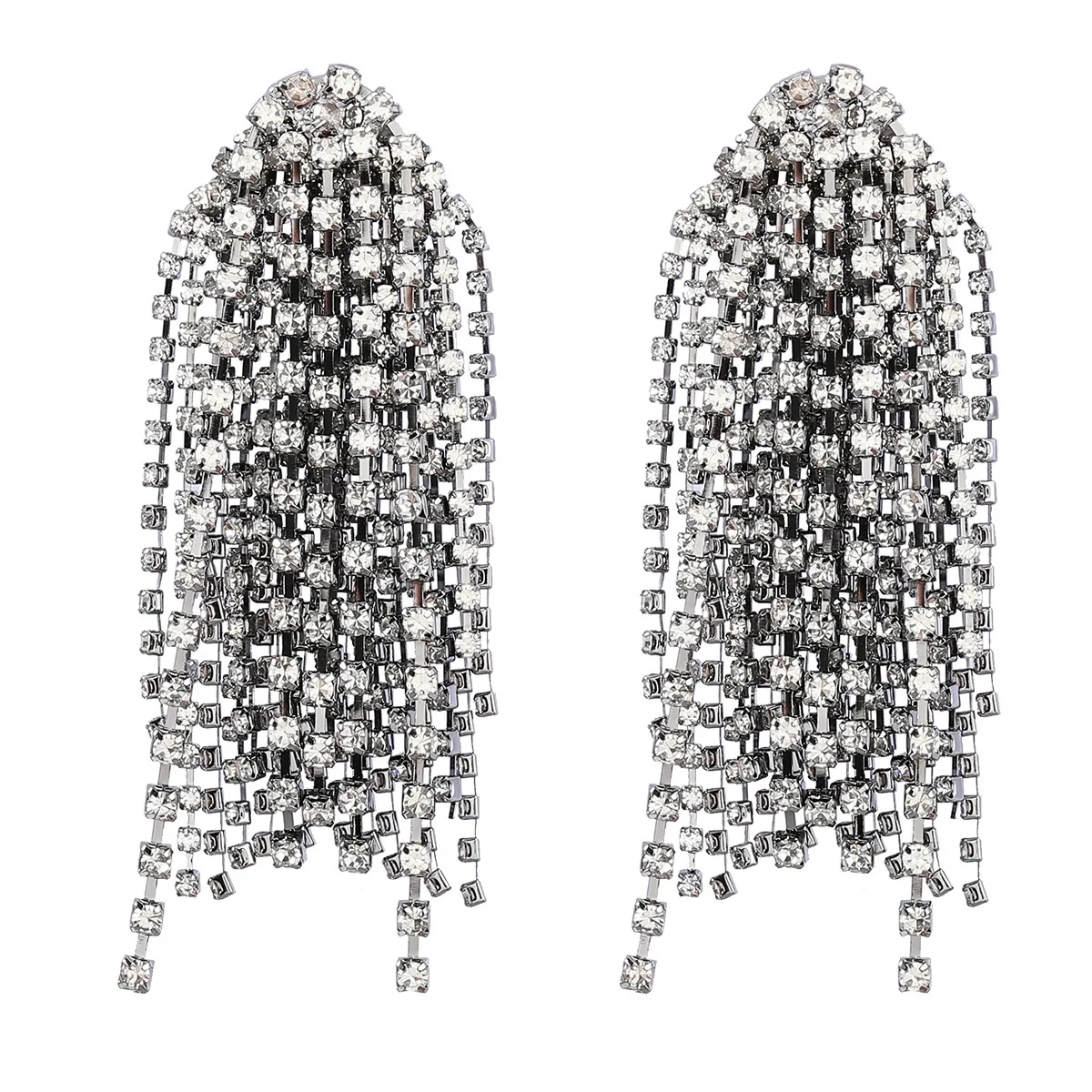 Alloy Geometric Diamond Rhinestone Tassel Earrings For Women - Image 5