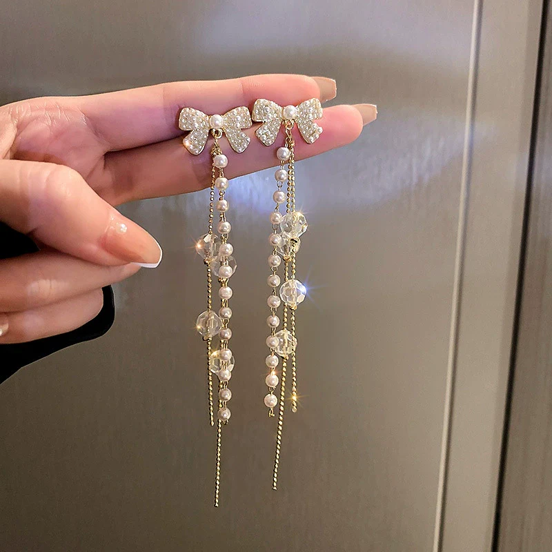Alloy Geometric Diamond Tassel Earrings - Image 15