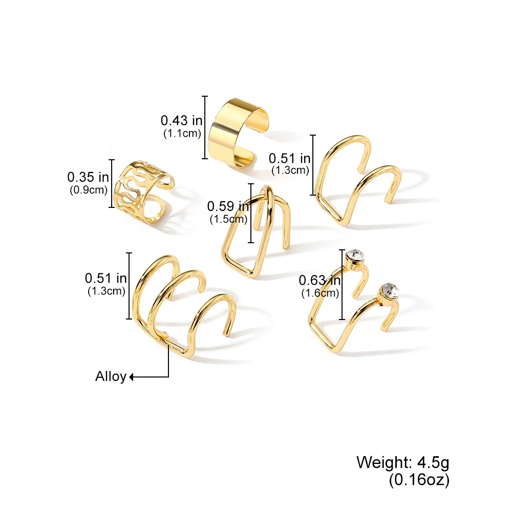 Alloy Geometric Diamond Women's Ear Clip Set - Image 5