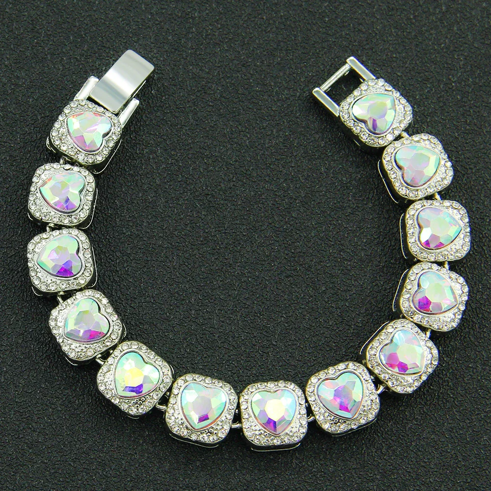 Alloy Geometric Diamondencrusted Love Rhinestone Couple Bracelet - Image 12