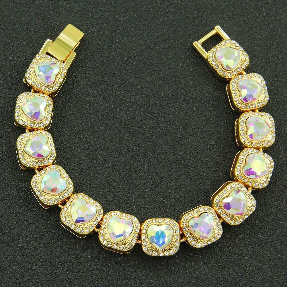 Alloy Geometric Diamondencrusted Love Rhinestone Couple Bracelet - Image 3