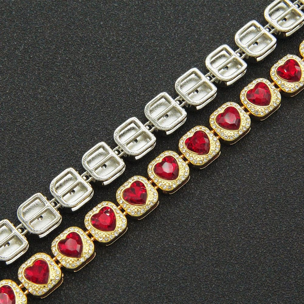 Alloy Geometric Diamondencrusted Love Rhinestone Couple Bracelet - Image 4