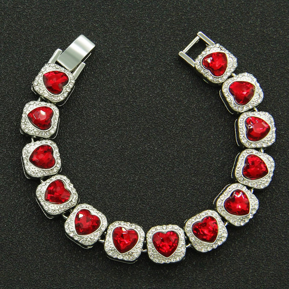 Alloy Geometric Diamondencrusted Love Rhinestone Couple Bracelet - Image 7