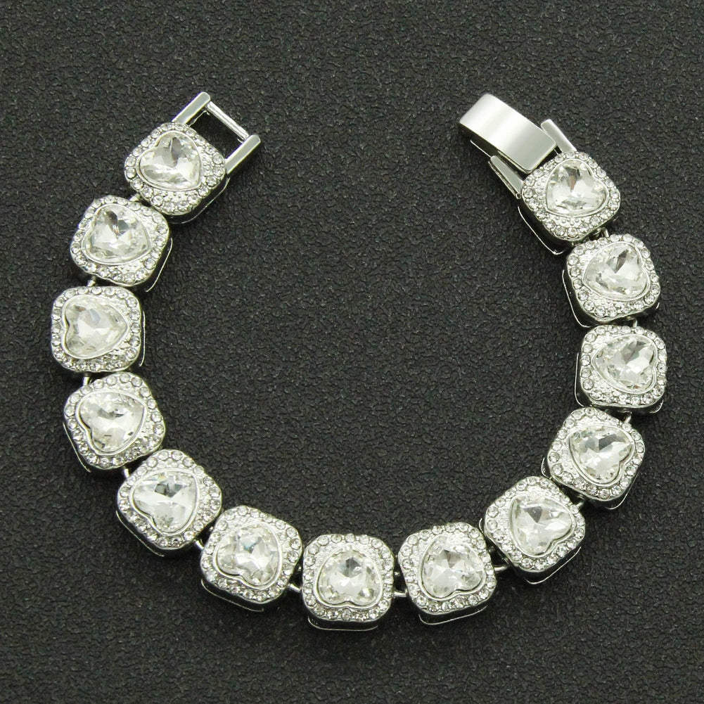 Alloy Geometric Diamondencrusted Love Rhinestone Couple Bracelet - Image 9