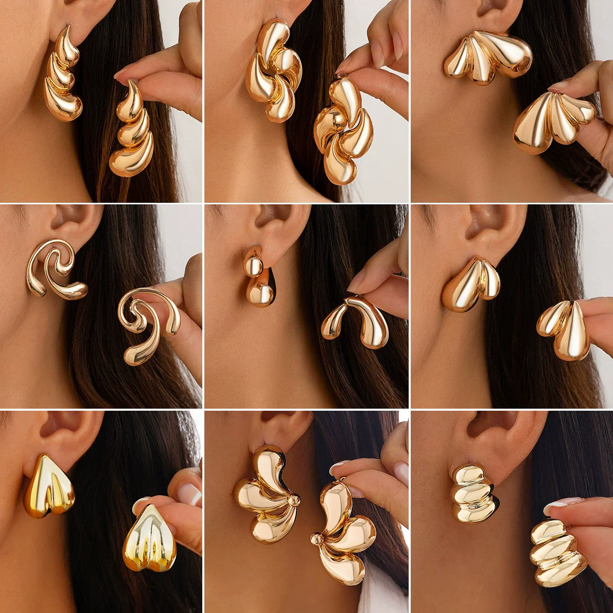 Alloy Geometric Electroplated Women's Exaggerated Water Drop Earrings