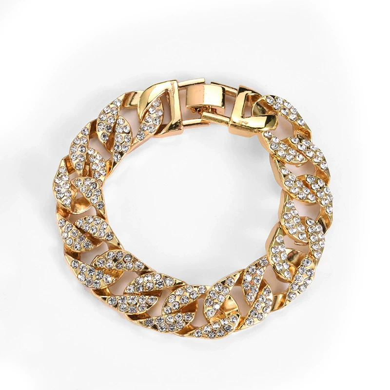 Alloy Geometric Electroplating Cuban Chain Bracelet Hiphop Style Unisex - Image 5