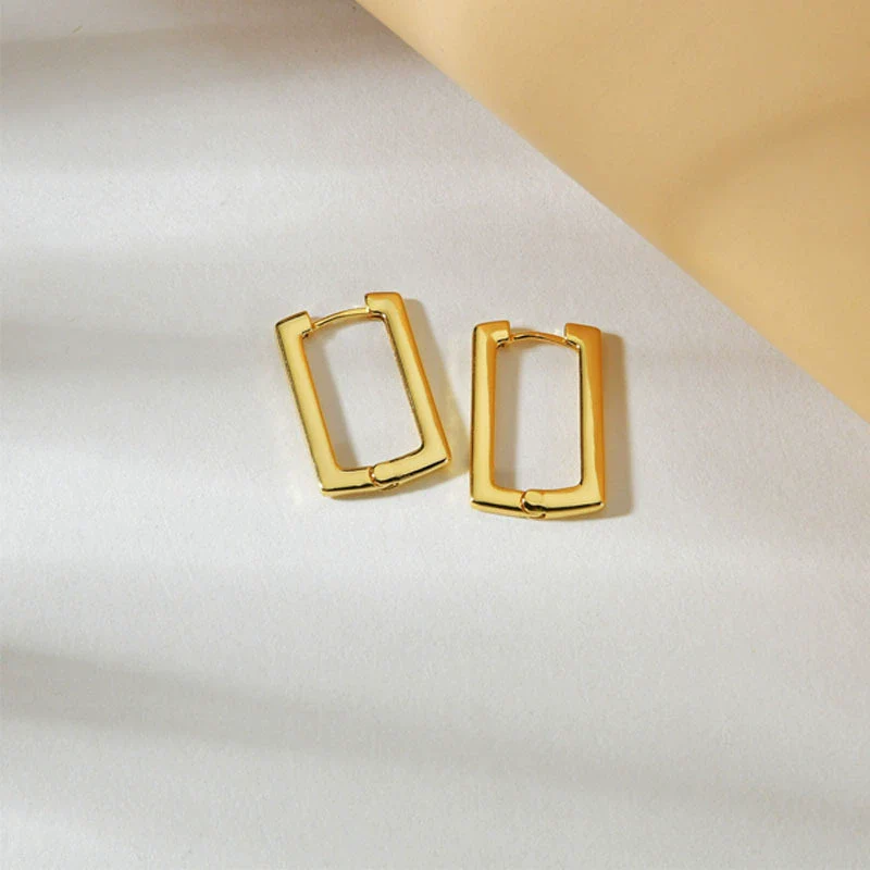 Alloy Geometric Fivepointed Star Square Light Luxury Electroplated Women's Earrings - Image 7