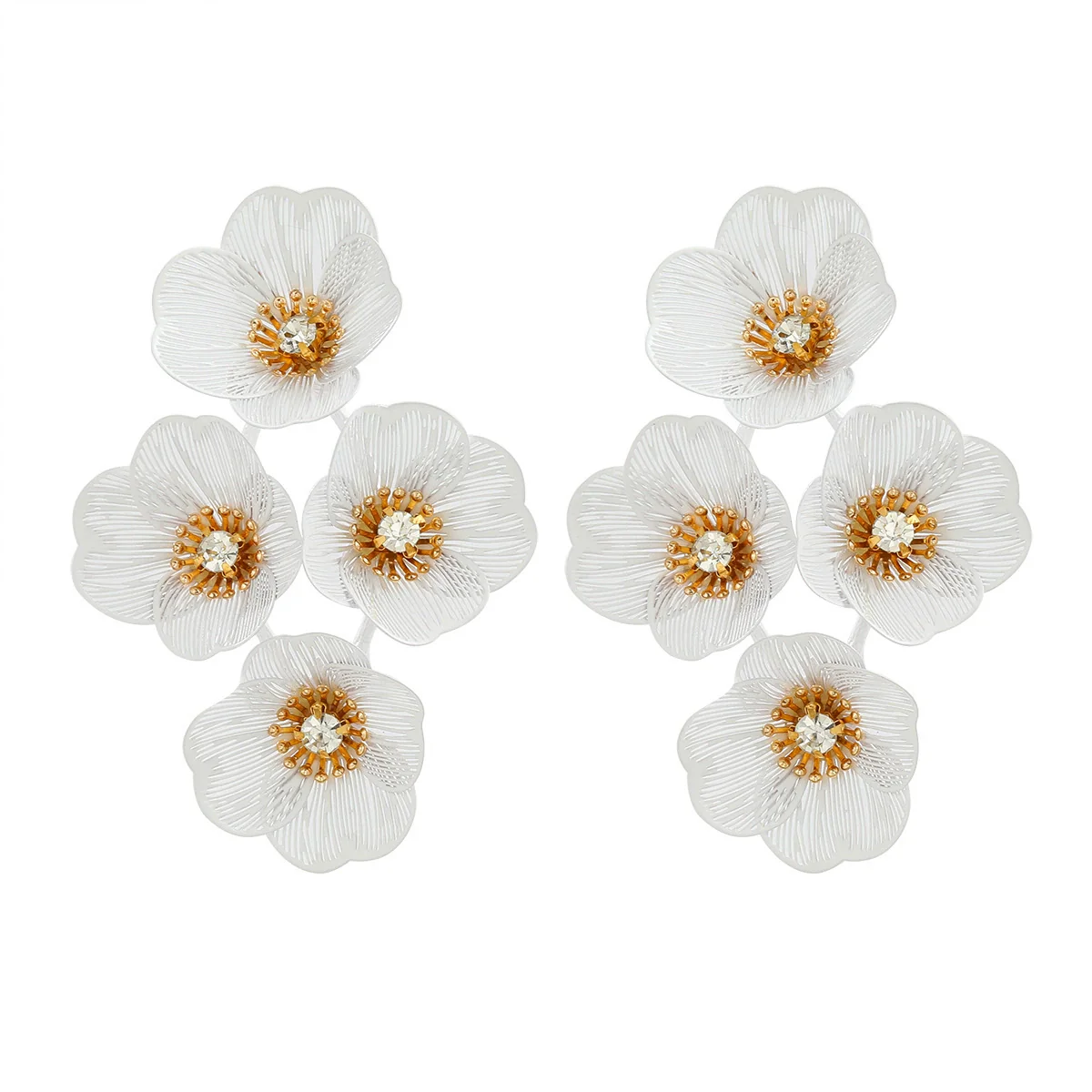 Alloy Geometric Flower Tassel Electroplated Earrings For Women Niche Fashionable Elegant Light Luxury Style - Image 7