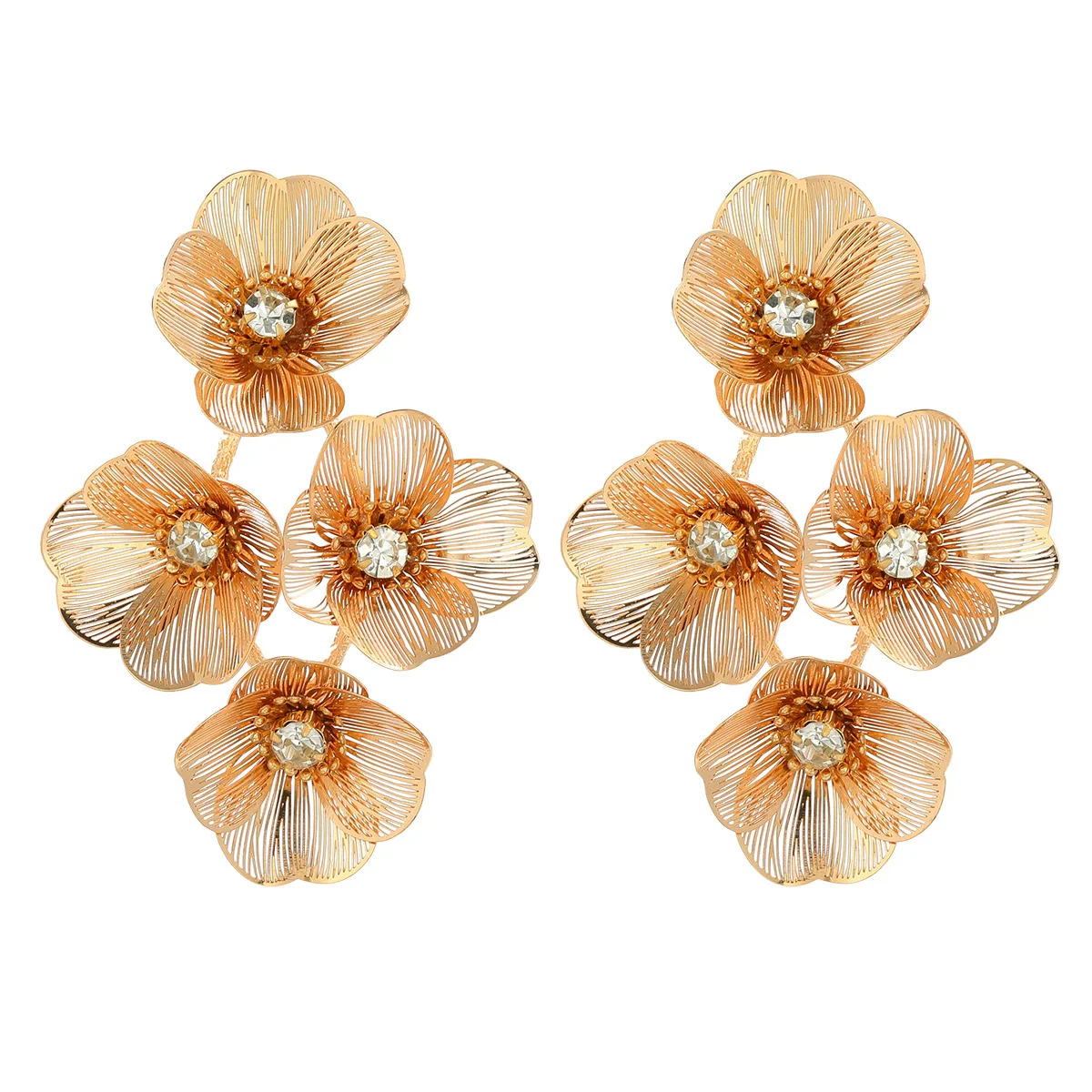 Alloy Geometric Flower Tassel Electroplated Earrings For Women Niche Fashionable Elegant Light Luxury Style - Image 9