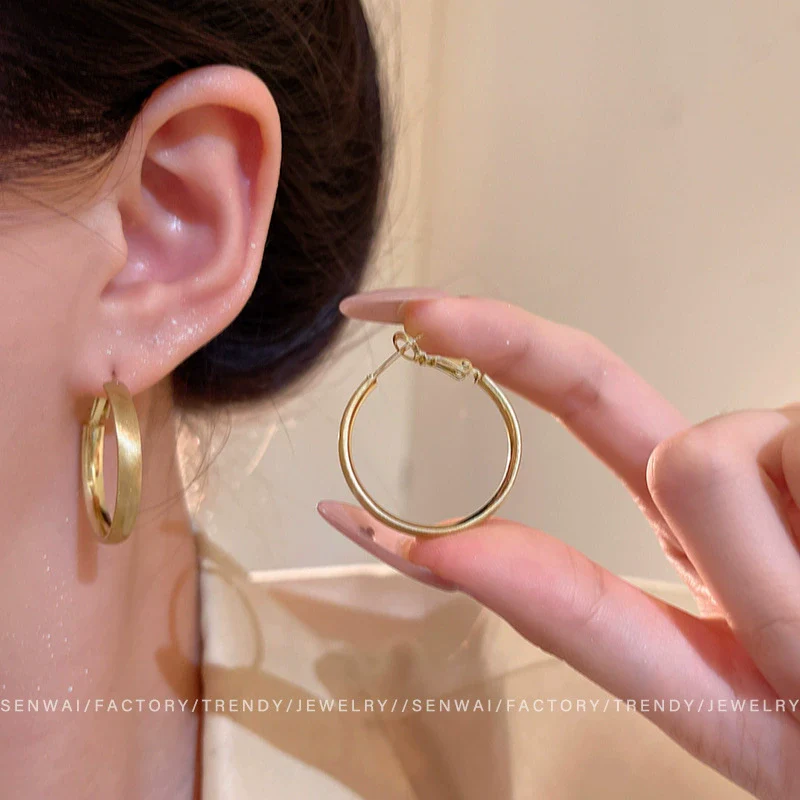 Alloy Geometric Frosted Women's Earrings With Electroplating - Image 4