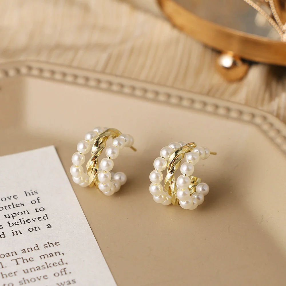 Alloy Geometric Handmade Braided Electroplated Women's Earrings Jewelry Set - Image 3