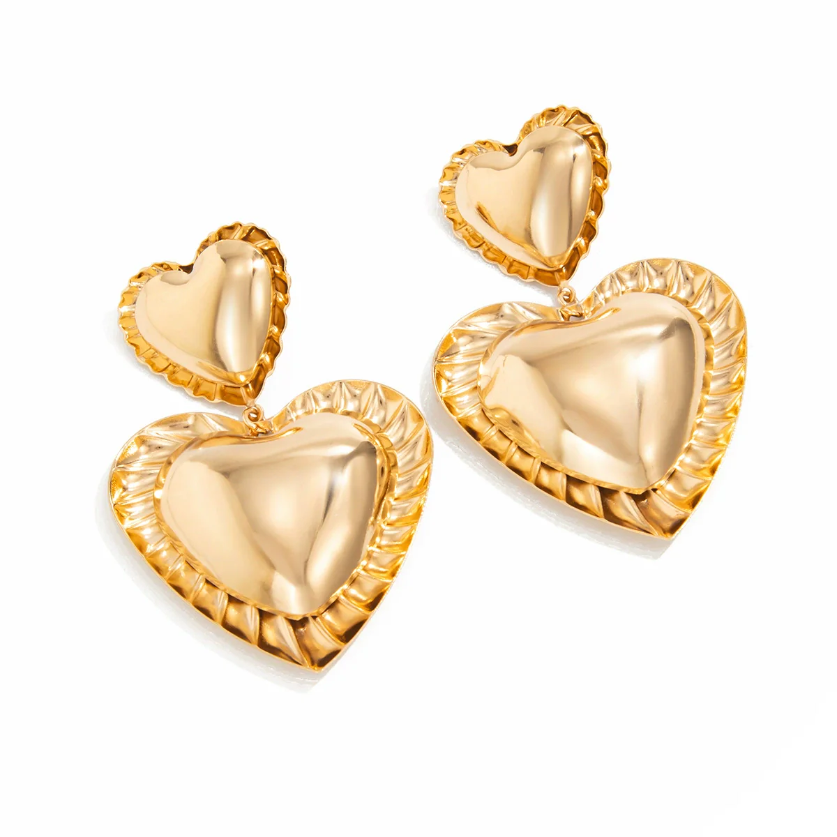 Alloy Geometric Heart Electroplating Pleated Lace Asymmetrical Petal Women's Earrings - Image 5