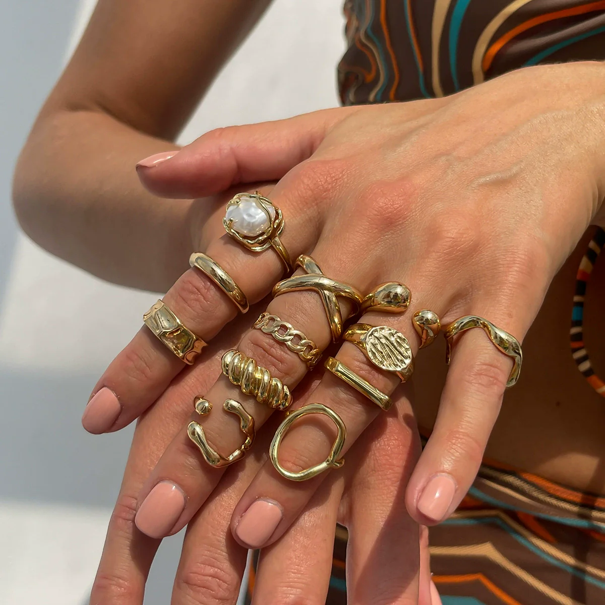 Alloy Geometric Irregular Opening Water Drop Ring Electroplating Women's Fashion Ring - Image 2