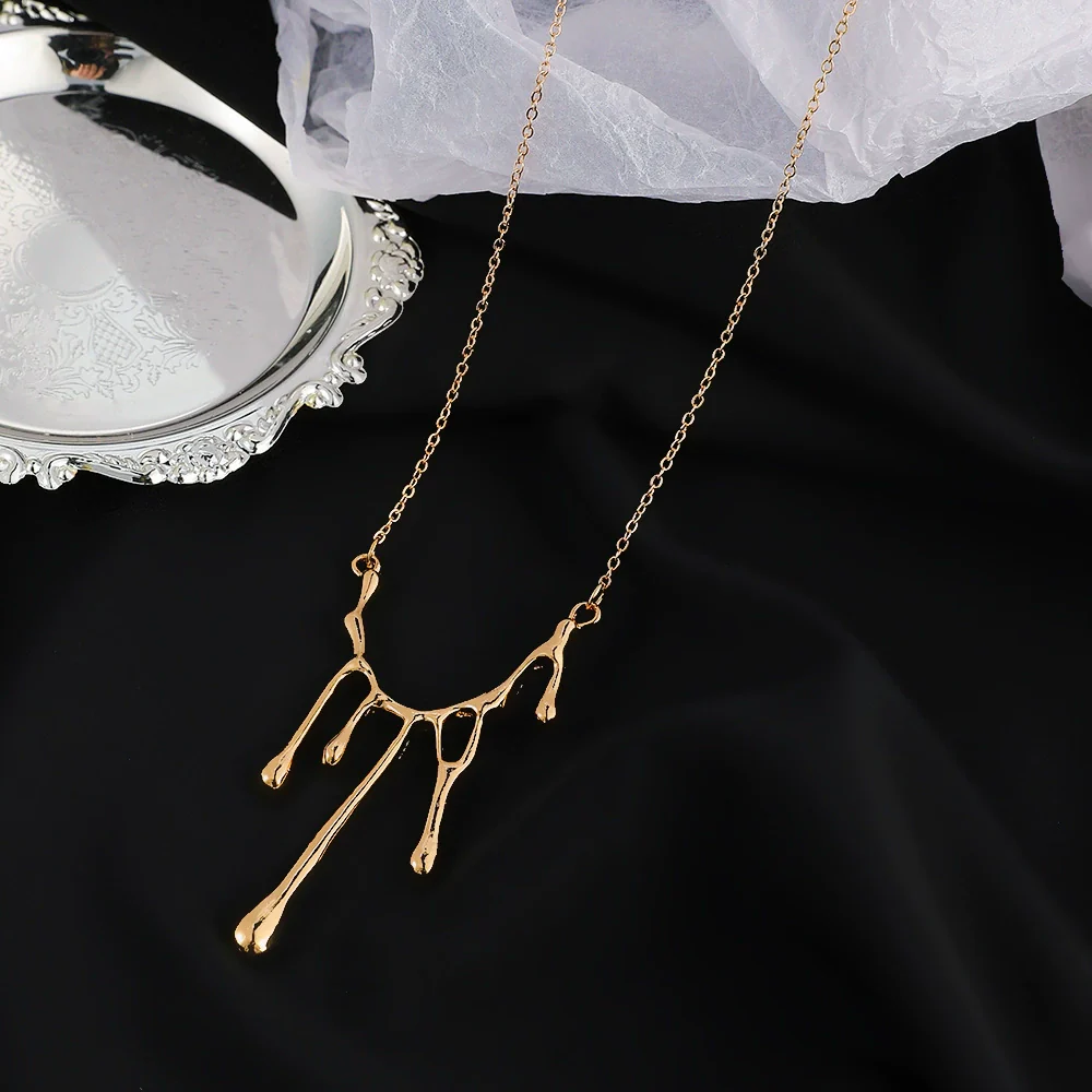 Alloy Geometric Irregular Water Drops Lava Electroplated Women's Clavicle Necklace - Image 6
