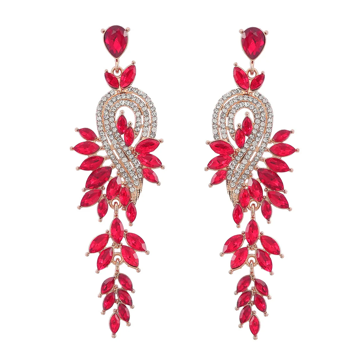 Alloy Geometric Leaves Diamond Earrings For Women - Image 10