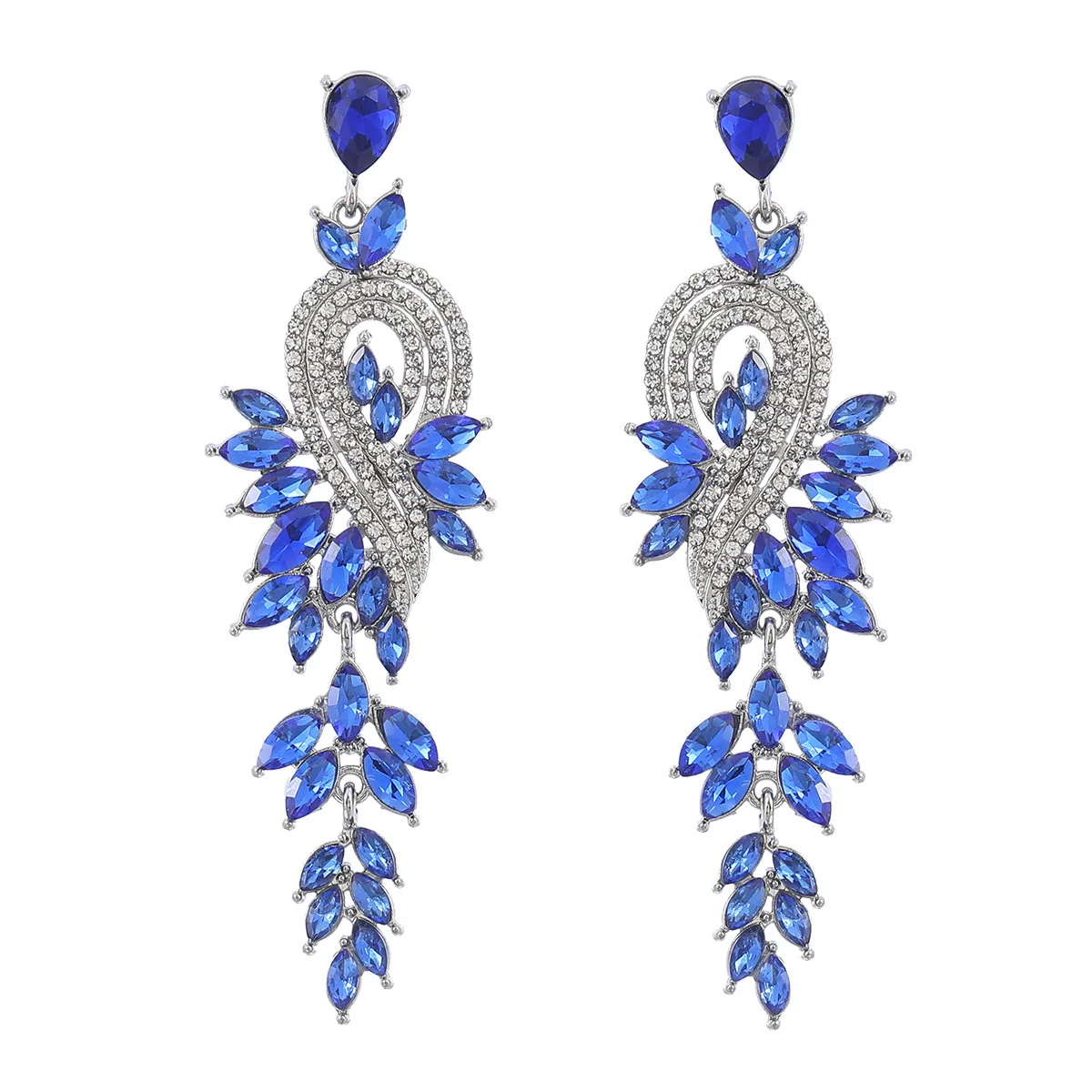 Alloy Geometric Leaves Diamond Earrings For Women - Image 12