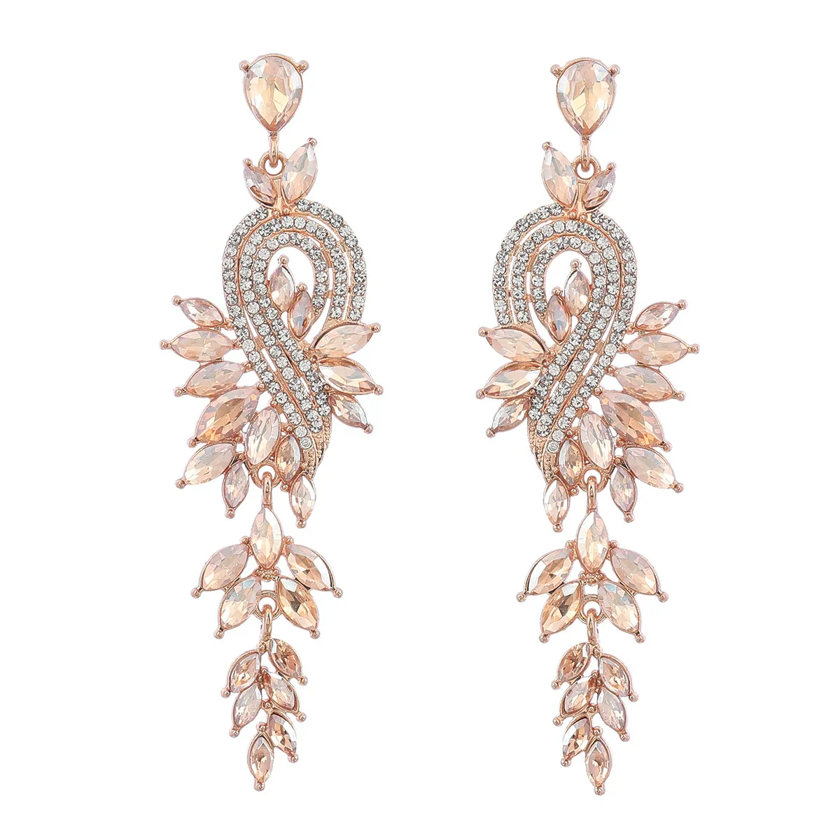 Alloy Geometric Leaves Diamond Earrings For Women - Image 14