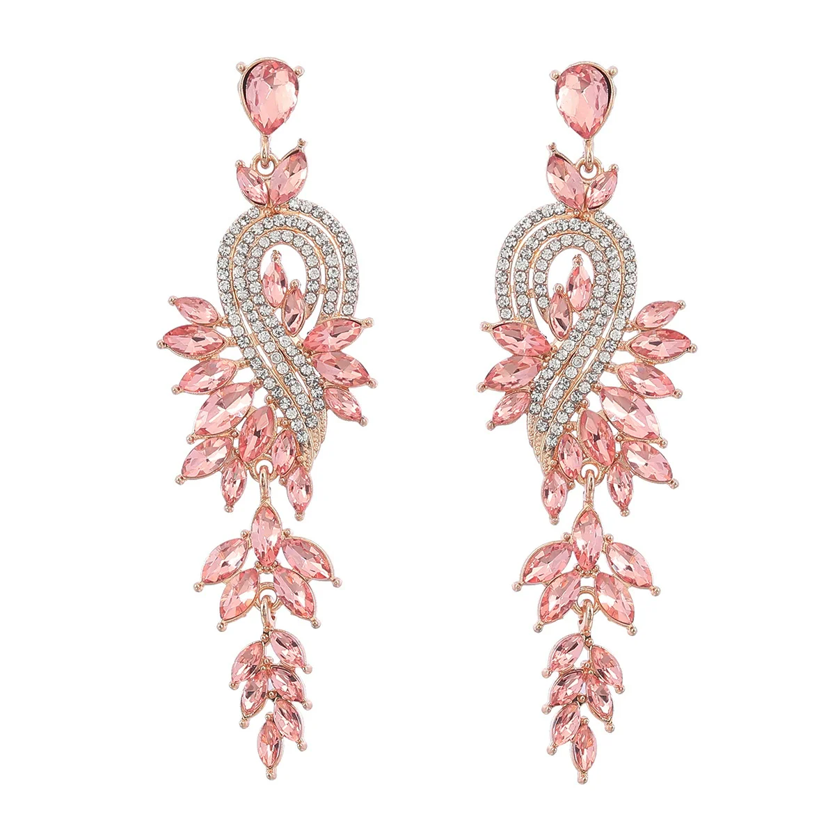 Alloy Geometric Leaves Diamond Earrings For Women - Image 15