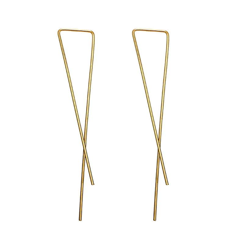 Alloy Geometric Line Hollow Metal Earrings With Electroplating