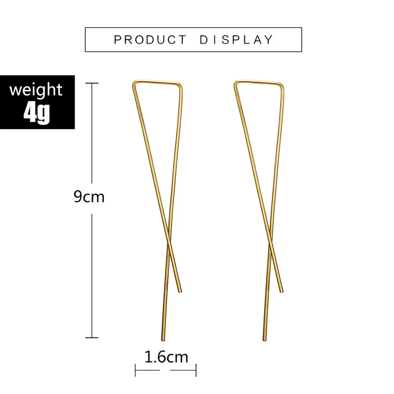 Alloy Geometric Line Hollow Metal Earrings With Electroplating - Image 4