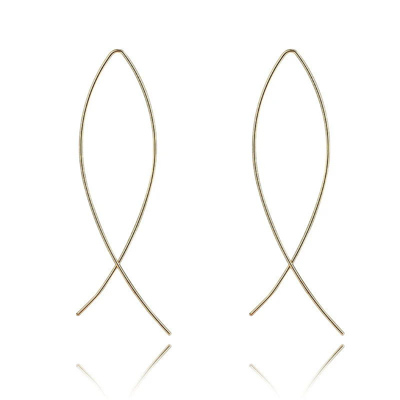 Alloy Geometric Line Hollow Metal Earrings With Electroplating - Image 6