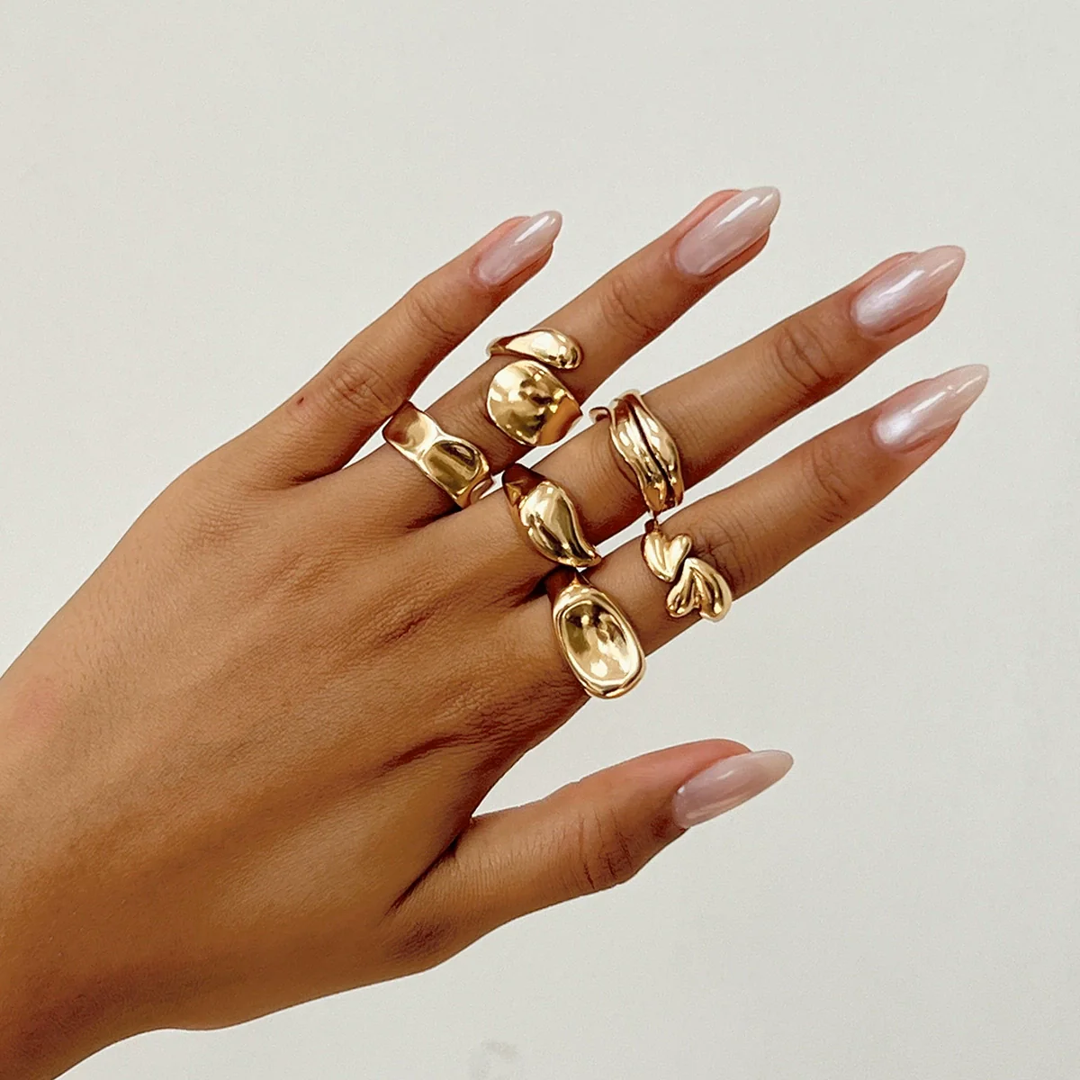 Alloy Geometric Metal Chain Necklace And Ring Set With Electroplating And Ins Style - Image 12