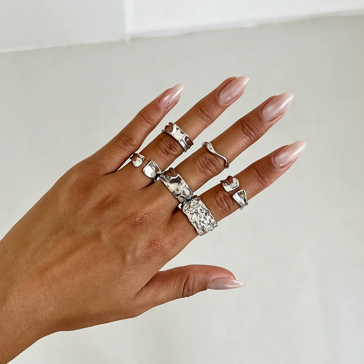 Alloy Geometric Metal Chain Necklace And Ring Set With Electroplating And Ins Style - Image 8