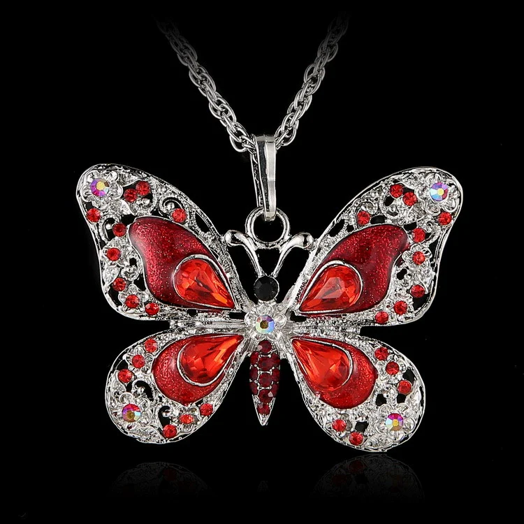 Alloy Geometric Multicolor Butterfly Pendant Necklace Electroplating Simple Retro Style - Image 6