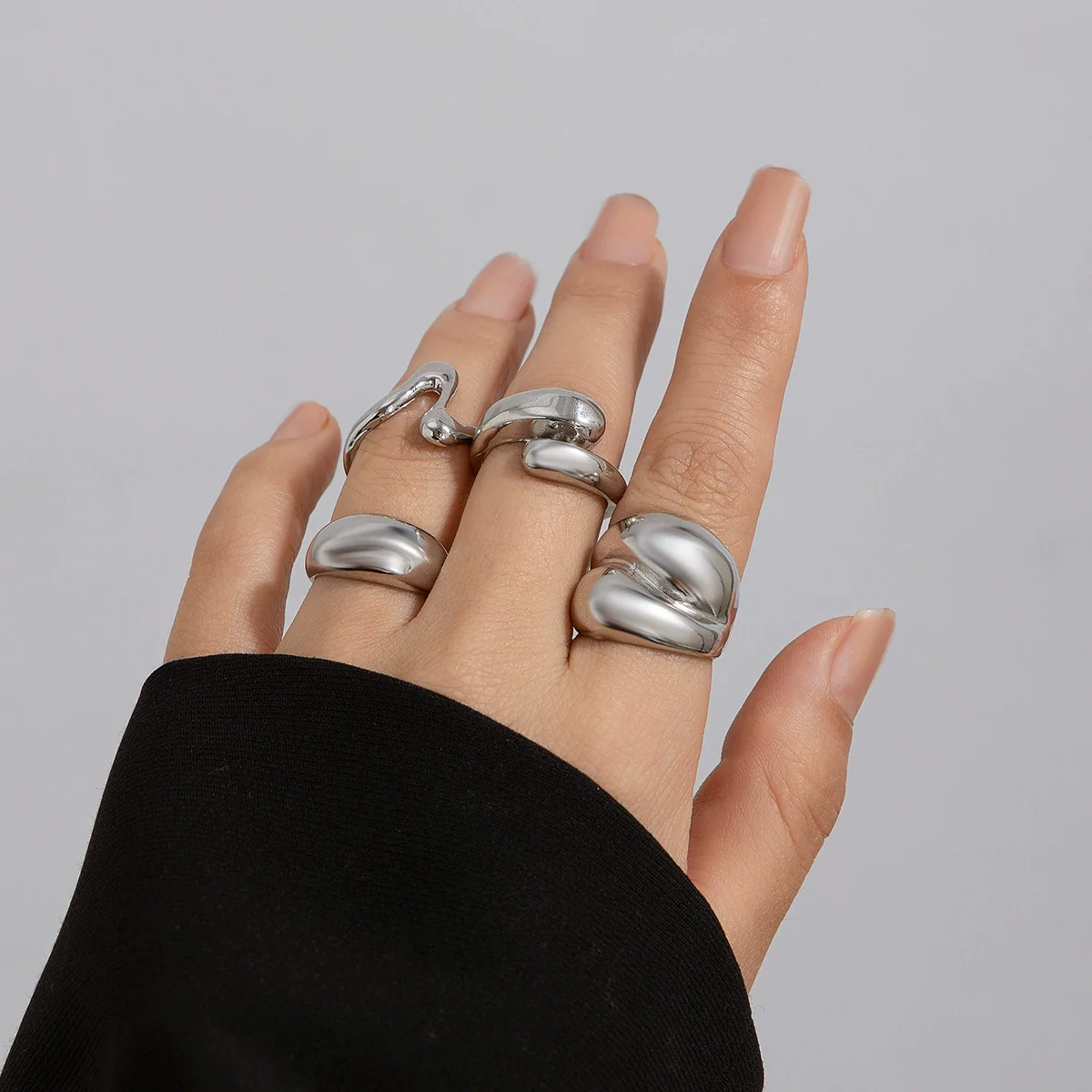 Alloy Geometric Open Ring For Ladies With Electroplating Treatment - Image 11