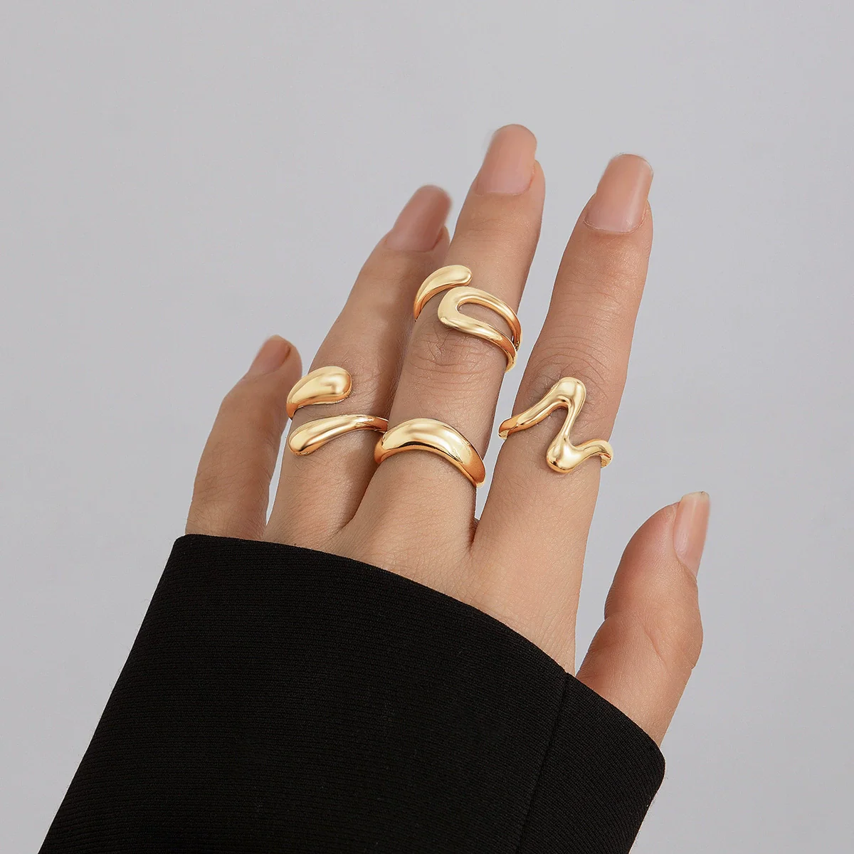 Alloy Geometric Open Ring For Ladies With Electroplating Treatment - Image 8