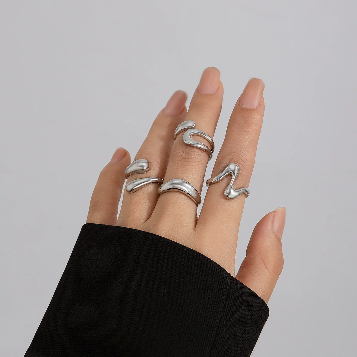Alloy Geometric Open Ring For Ladies With Electroplating Treatment - Image 9