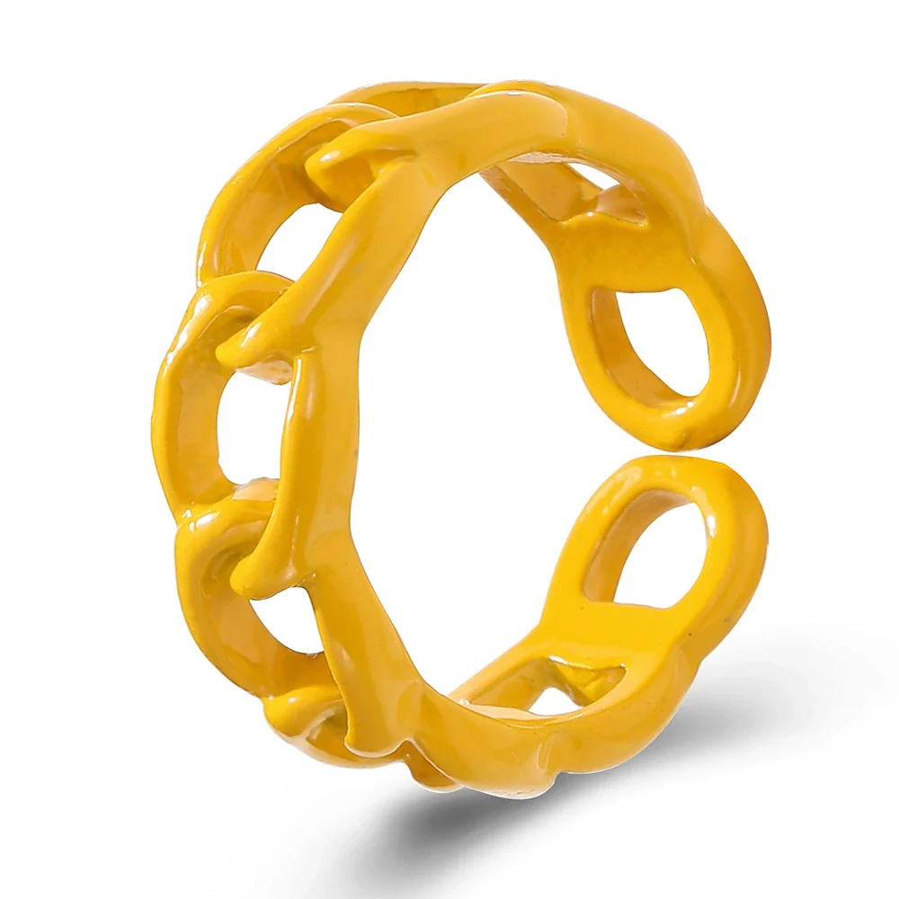 Alloy Geometric Painted Colorful Ring Unisex Retro Style - Image 7