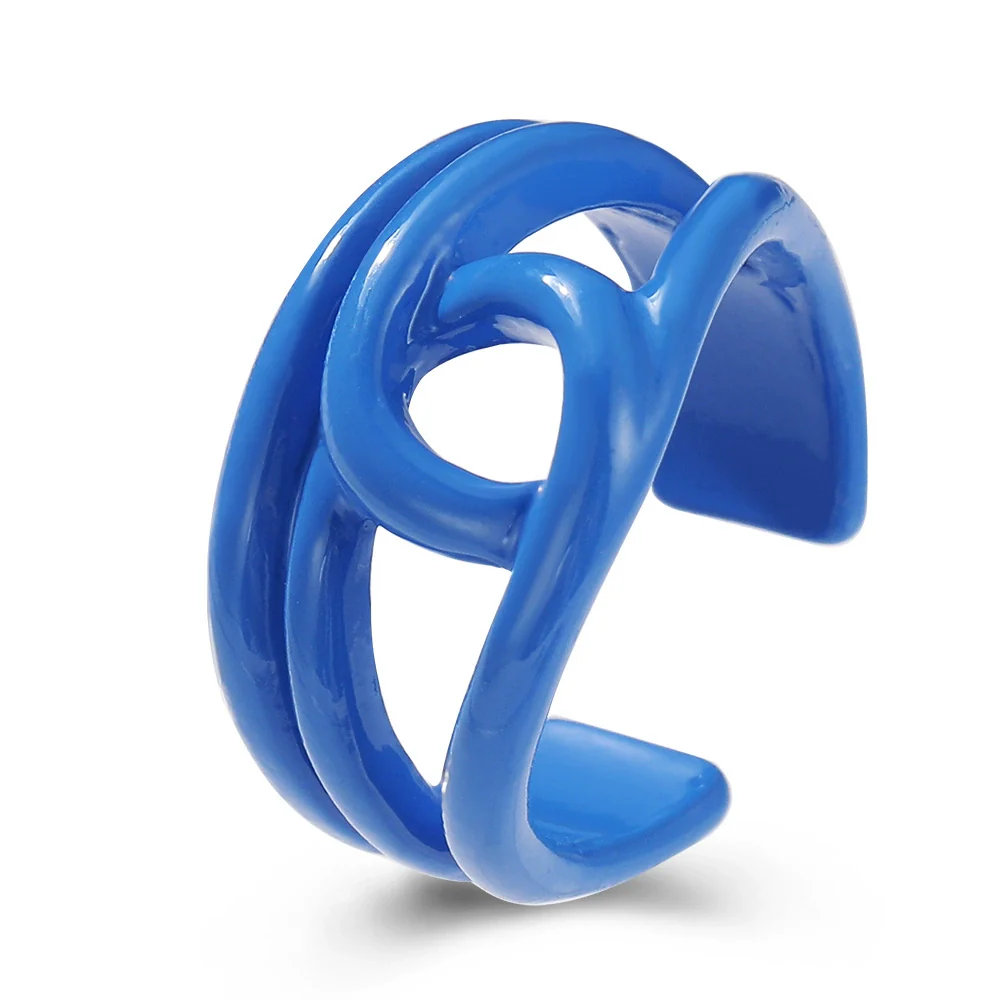 Alloy Geometric Painted Colorful Ring Unisex Retro Style - Image 9