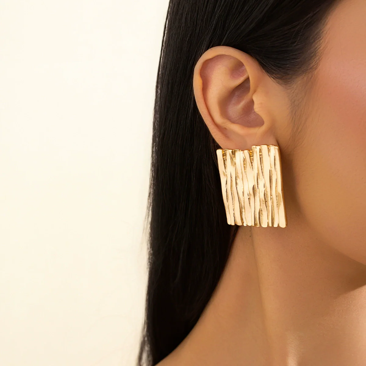 Alloy Geometric Pleated Women's Earrings With Electroplating And Stainless Steel Ear Needles - Image 12