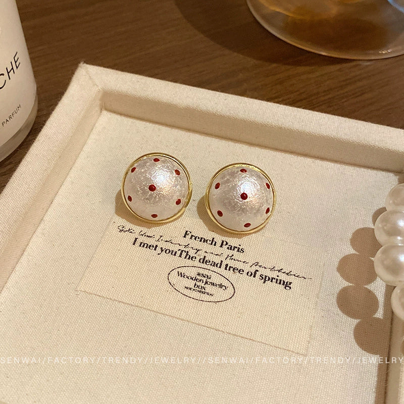 Alloy Geometric Red Polka Dot Electroplating Women's Earrings - Image 8