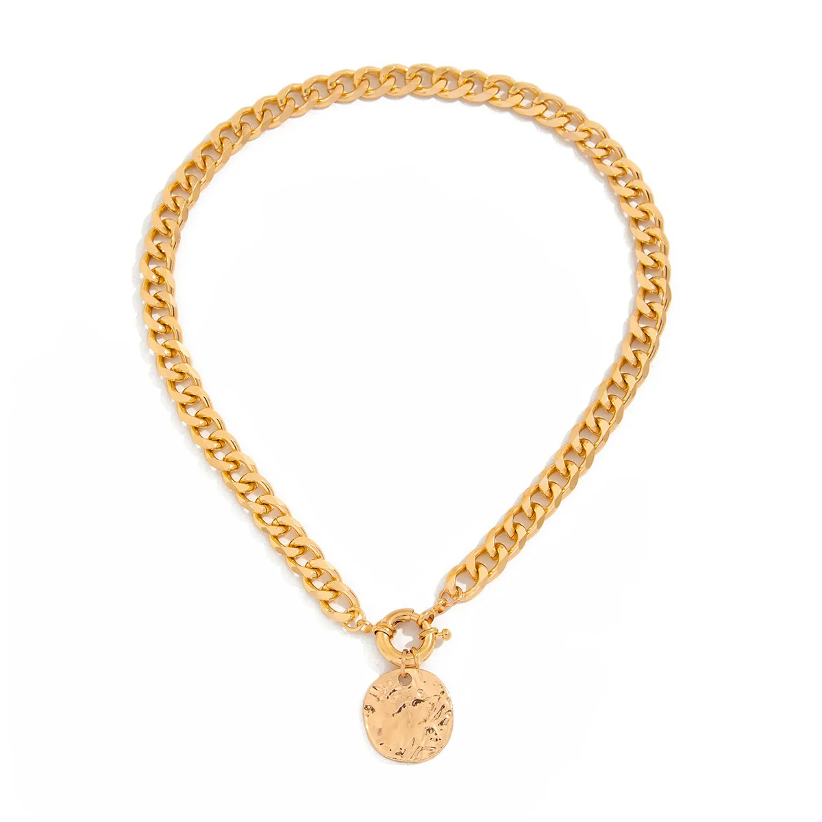 Alloy Geometric Round Pendant Women's Niche Hiphop Necklace With Electroplating And Cross Chain - Image 5