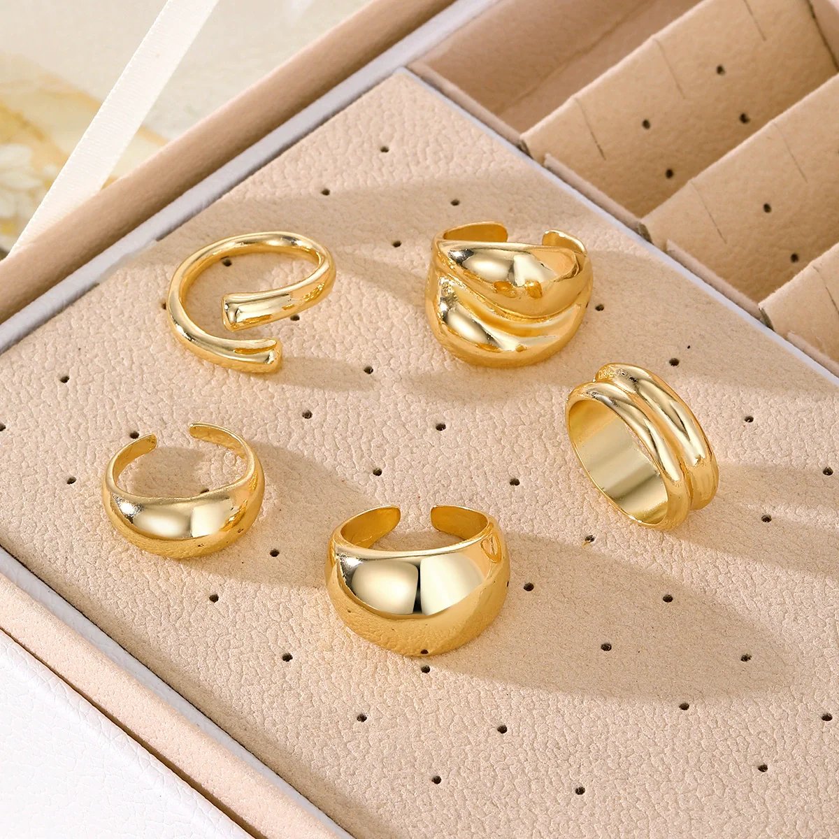 Alloy Geometric Spherical Opening Ring Electroplated - Image 3